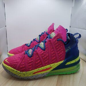 Nike Pink and Blue Athletic Shoes with Neon Accents